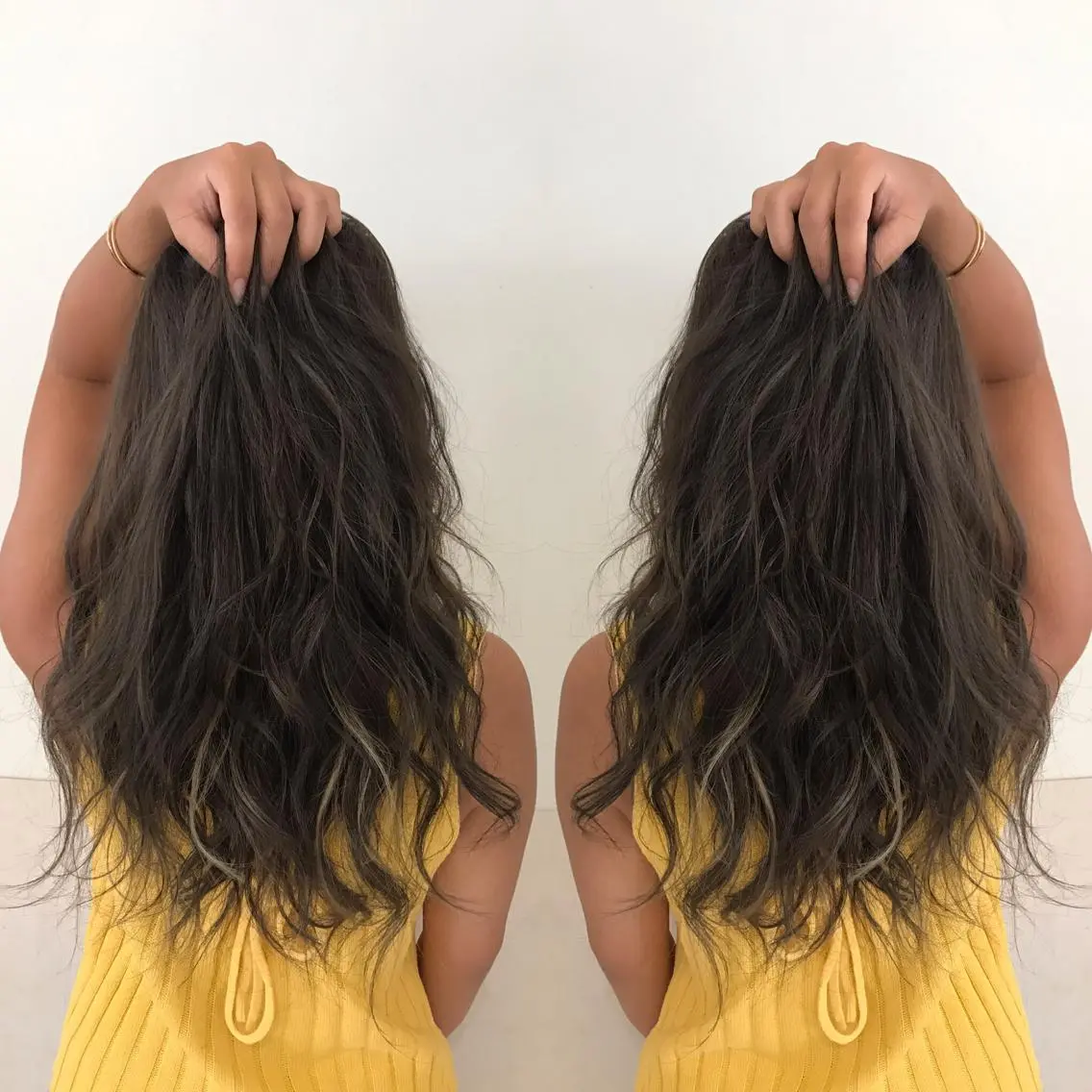 ロング カラー ダークグレー ダークグレージュ グレージュ ハイライトカラー ハイライト Oopsレイヤー 加藤澄都のヘアスタイル