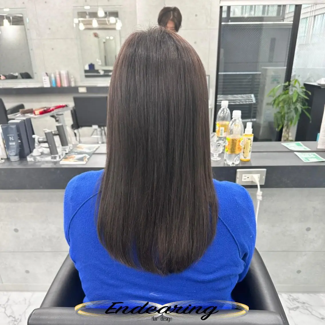 カラー 黒髪 透明感カラー ダークグレー オレンジ カット ヘアカラー Endearing 銀座/レイヤーカットのヘアスタイル