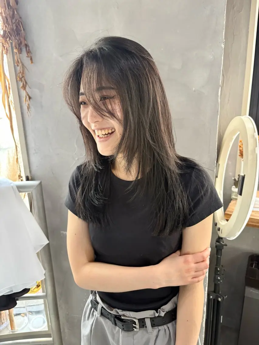 ロング カラー カット ヘアカラー すぎもと さき⚡️ レイヤー･*パーマのヘアスタイル
