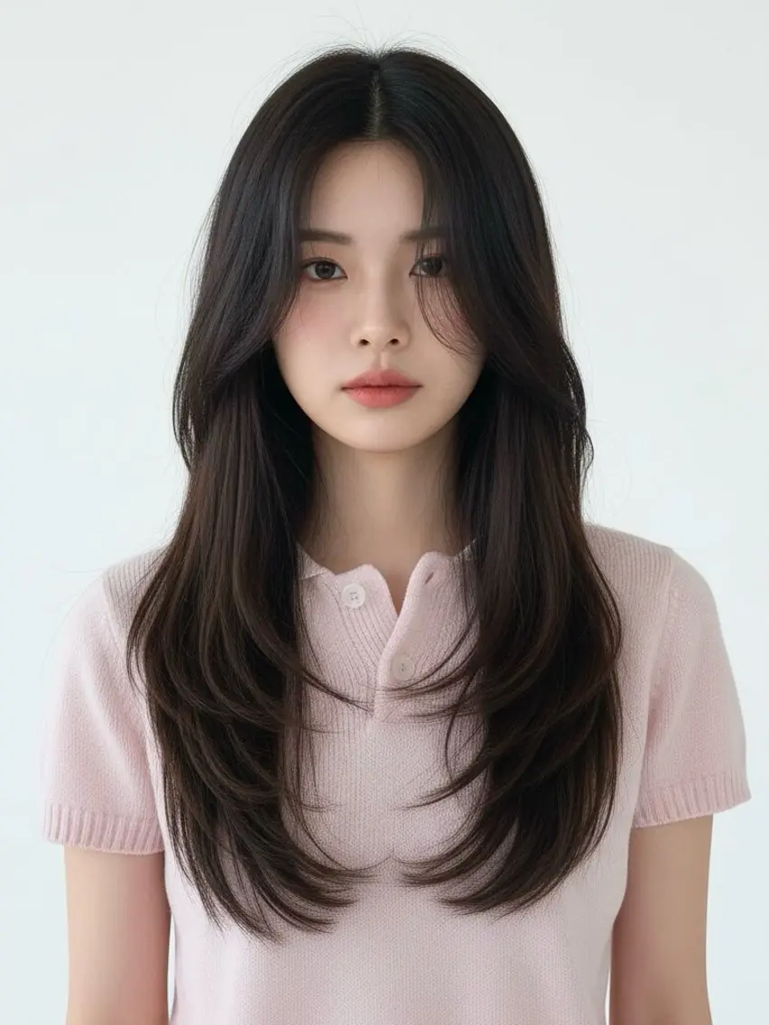 ロング ロングレイヤー くびれヘア 顔まわりレイヤー 韓国風ヘア レイヤーカット カット ヘアカラー トリートメント 韓国レイヤーカット 🫧大阪梅田レイヤーのヘアスタイル