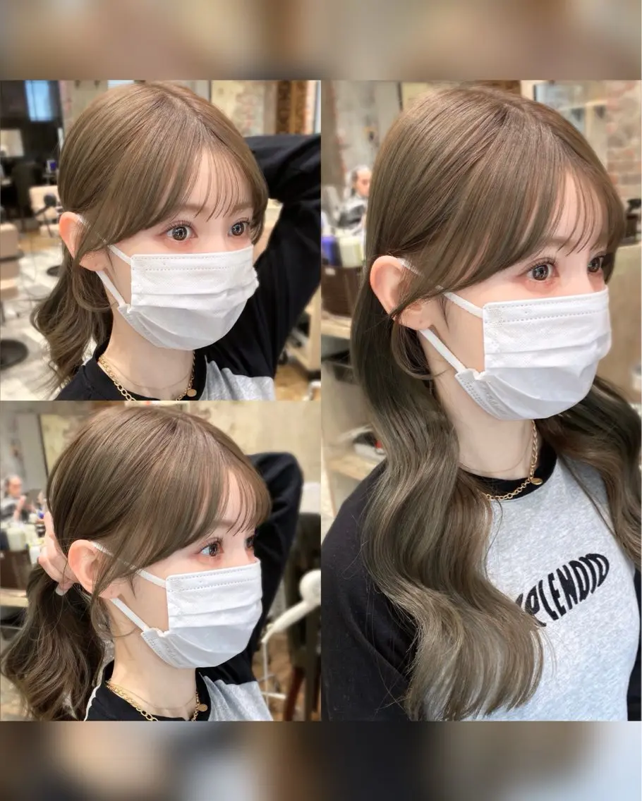 セミロング カラー 顔まわりカット🌟 くびれヘア/寺門遥輝のヘアスタイル