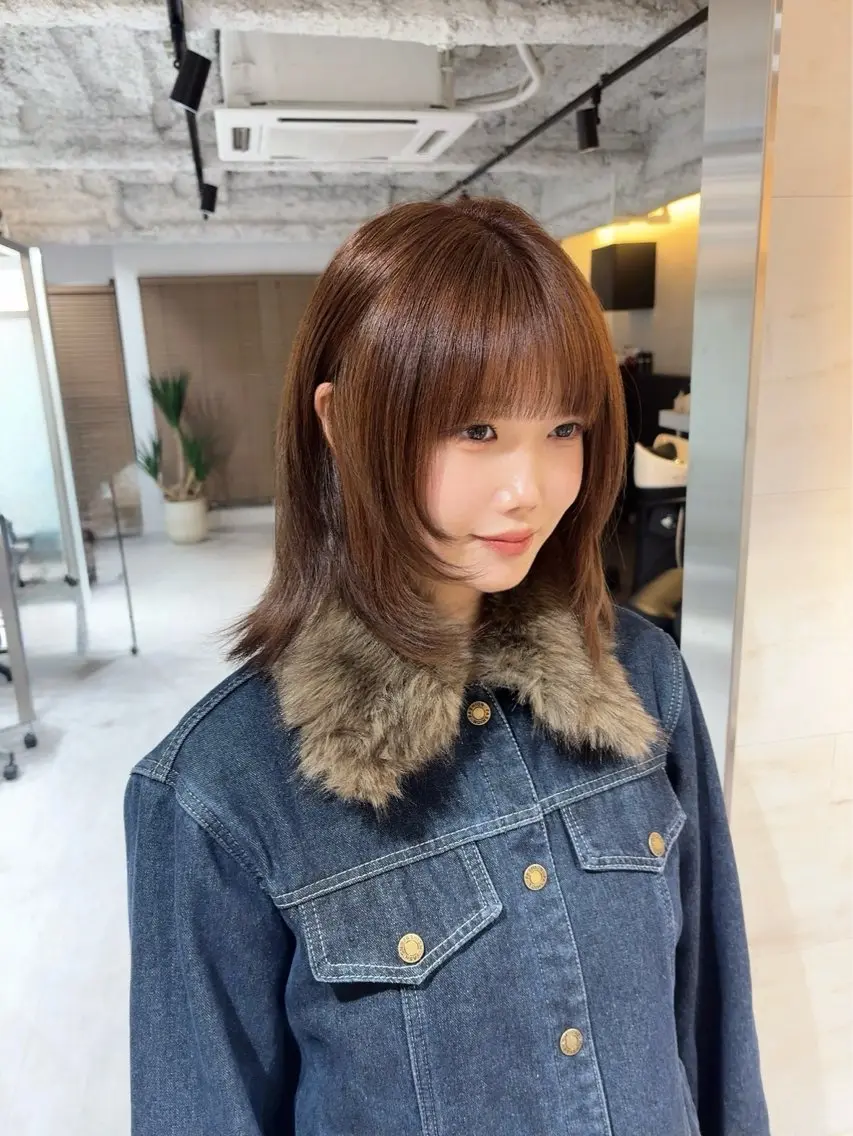 ミディアム 髪質改善 レイヤーカット トリートメント カット ヘアカラー トリートメント Lucas髪質改善 natsukiのヘアスタイル