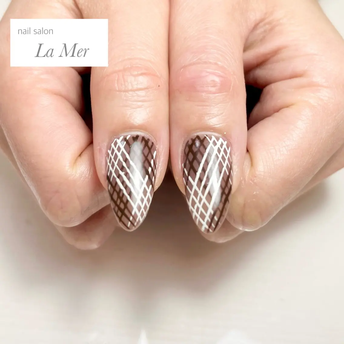 ネイル ブラウン ネイルチップ バレンタイン 冬ネイル ハンドネイル nailsalon La Merのネイルデザイン
