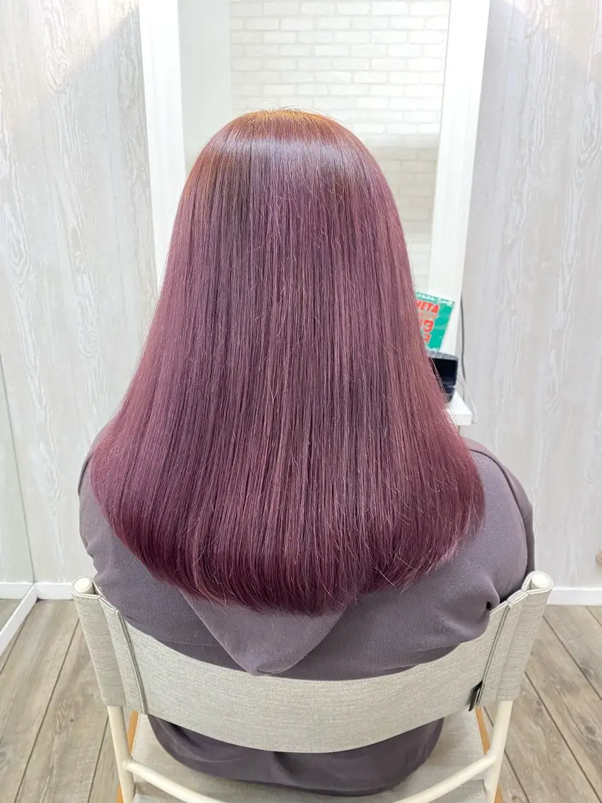 セミロング カラー ブリーチ ヘアカラー トリートメント THETAふじみ野 野宮のヘアスタイル