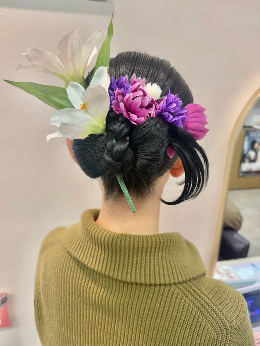 ロング ヘアアレンジ 着付け オタク美容師☃️🩵 ヘアアレンジ/暗髪のヘアスタイル