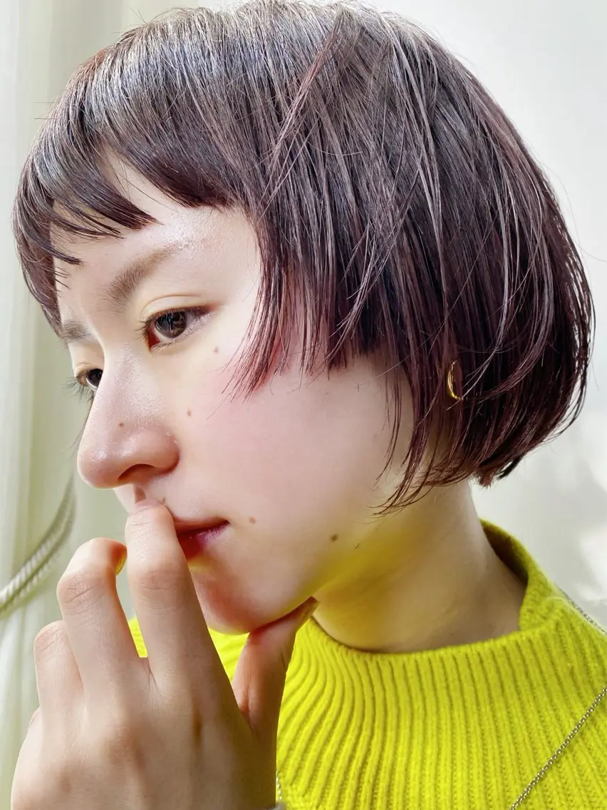 ショート ボブ レイヤーカット 似合わせカット ショートヘア カット ヘアカラー トリートメント 岩本 陽介のヘアスタイル