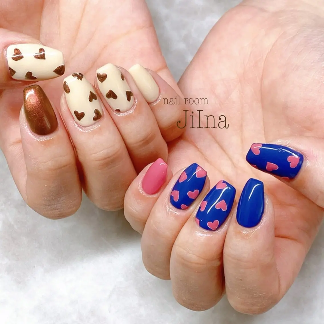 ネイル ハート 持ち込み 春ネイル JiIna nailのネイルデザイン