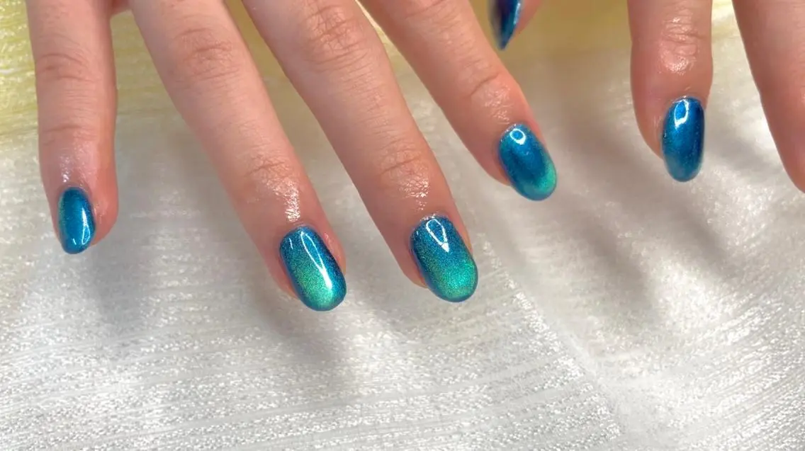 ネイル ブルー マグネットネイル Ri-e's nailのネイルデザイン