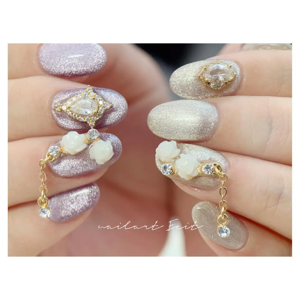 ネイル ストーンネイル nailart ecritのネイルデザイン