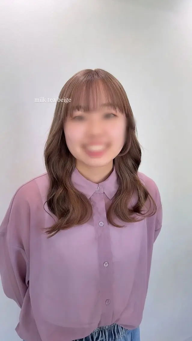 セミロング カラー セミロングパーマ ベージュカラー ミルクティーベージュ ヘアカラー トリートメント 坂本奈都美/Jr.s 🎀のヘアスタイル