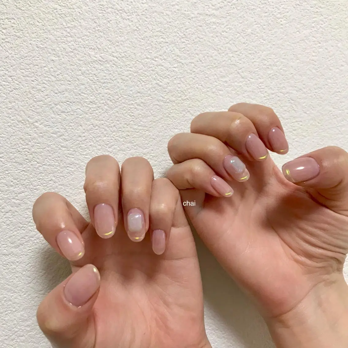ネイル オーロラネイル フレンチネイル ハンドネイル chai nail _ai📍鶴橋/桃谷のネイルデザイン