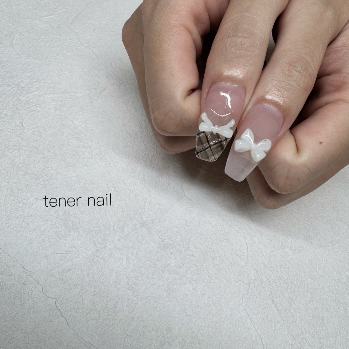 ネイル リボン ハンドネイル テネルネイル tener nailのネイルデザイン
