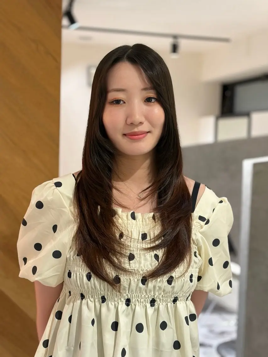 ロング レイヤーカット 似合わせカット 小顔カット カット 縮毛矯正 岡大前ハッシュカット ×髪質改善/松島大己のヘアスタイル