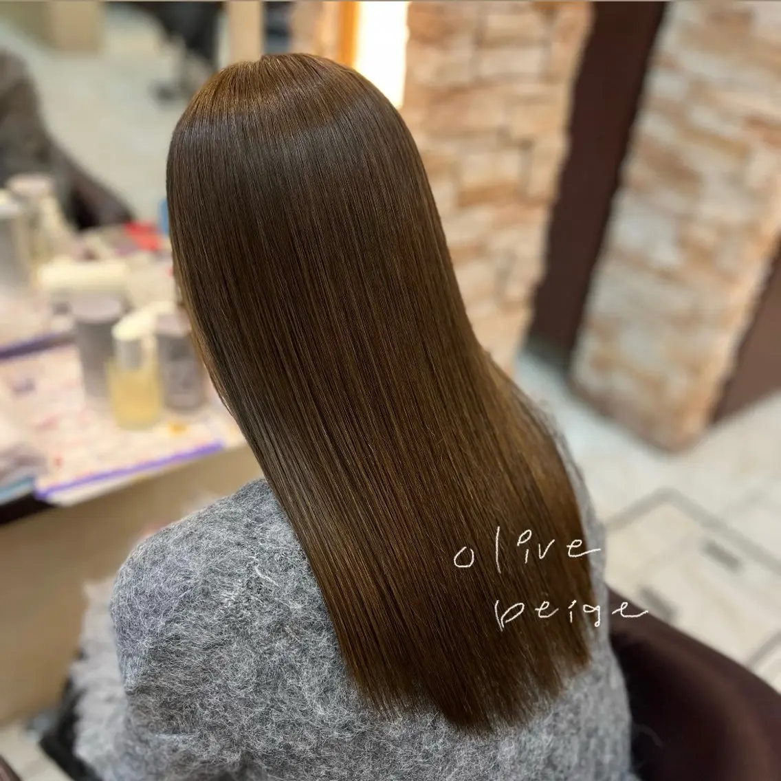 ロング カラー ベージュカラー ダブルカラー オリーブベージュ オリーブカラー Luana .Rioneのマツエク・マツパデザイン
