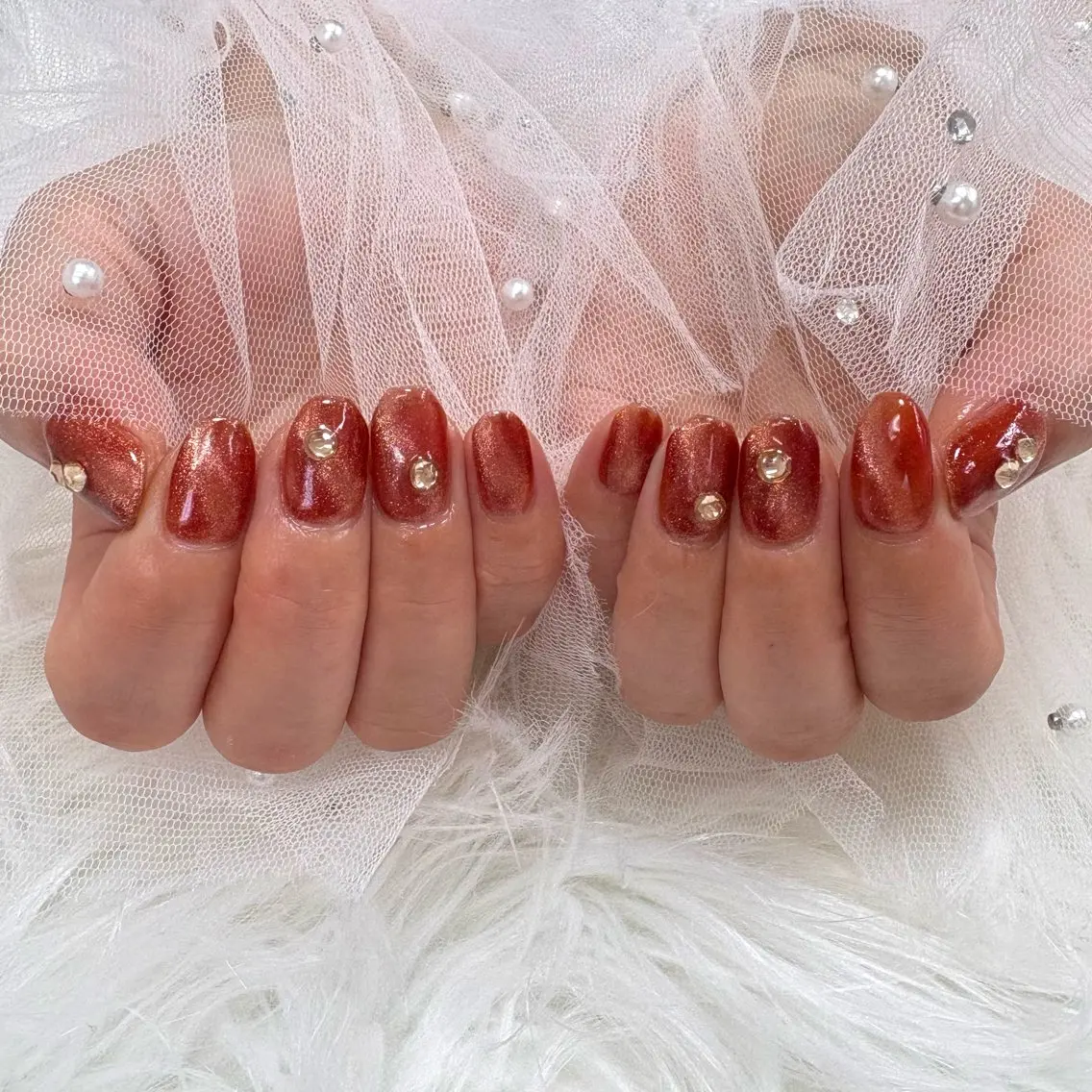 ネイル マグネットネイル ストーンネイル ハンドネイル SHINE nail salonのネイルデザイン