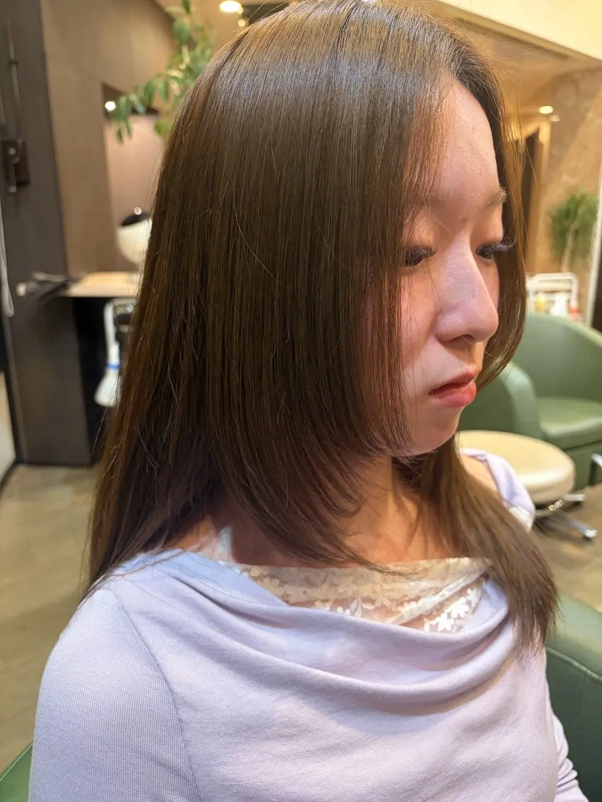 ロング カラー ボブ 顔まわりレイヤー 顔周りカット レイヤーカット カット 中村 仁哉のヘアスタイル
