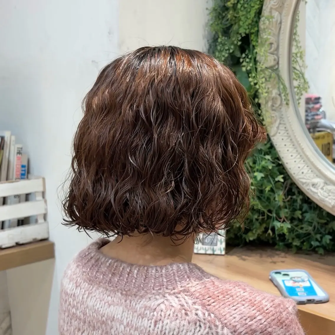 ミディアム カラー パーマ カット パーマ 横浜パーマ🌐ボブ✨ 暖色カラーもえかのヘアスタイル