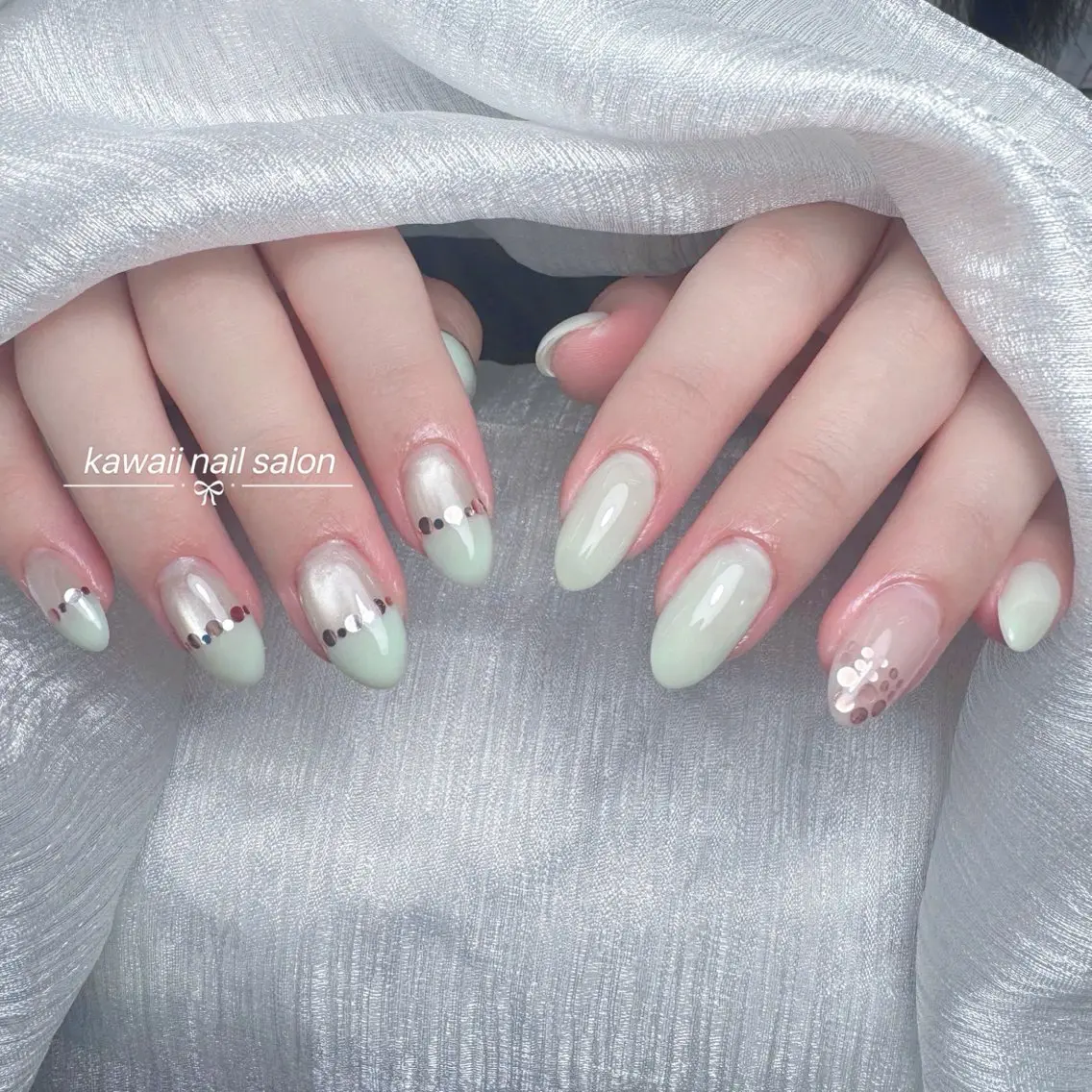 ネイル チークネイル ドット フレンチネイル 韓国ネイル レース Kawaii _Nailのネイルデザイン