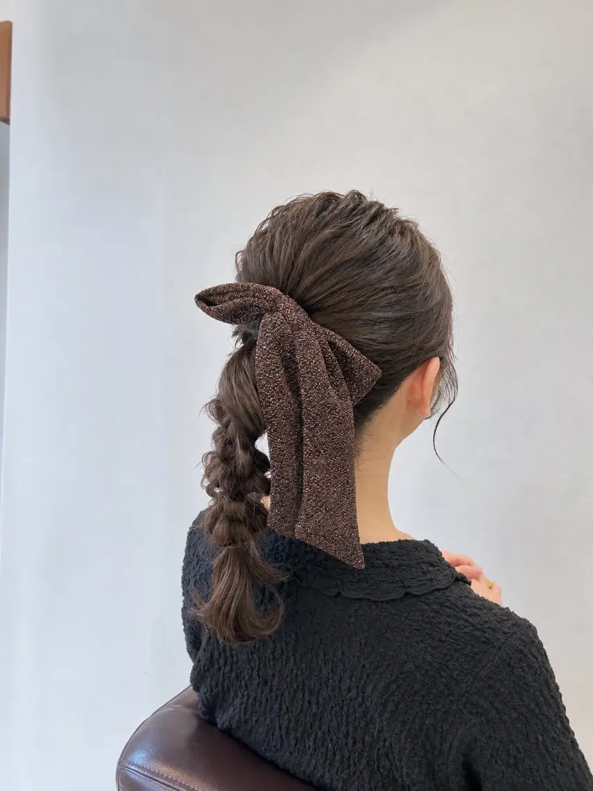 セミロング ヘアアレンジ ポニーテール 結婚式・ブライダル ヘアセット 林 すずかのヘアスタイル