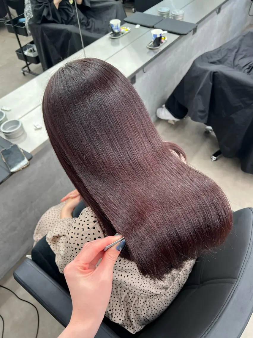 セミロング カラー ピンクカラー レッドカラー 髪質改善 トリートメント ヘアカラー トリートメント 🩶髪質改善/新宿 /saaya🩶のヘアスタイル