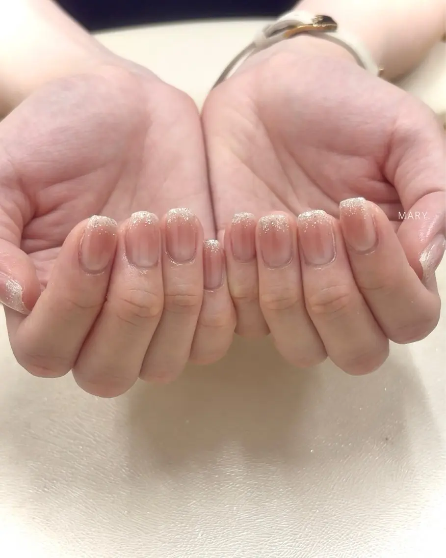 ネイル チークネイル ニュアンスネイル ピンク ハンドネイル Mary nail .narumiのネイルデザイン