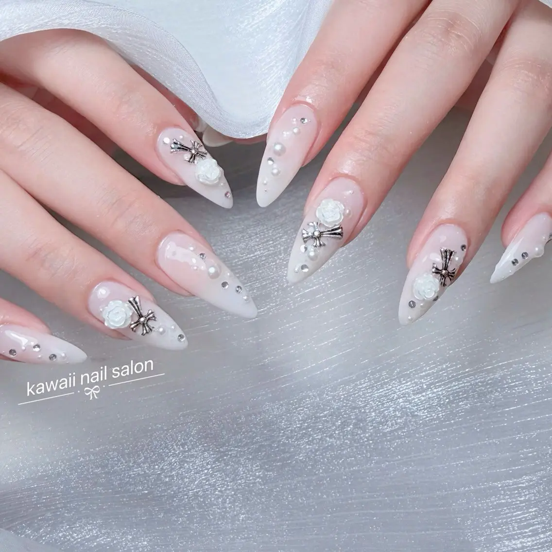 ネイル チークネイル 長さ出し フレンチネイル グラデーション 韓国ネイル Kawaii Nail Salonのネイルデザイン