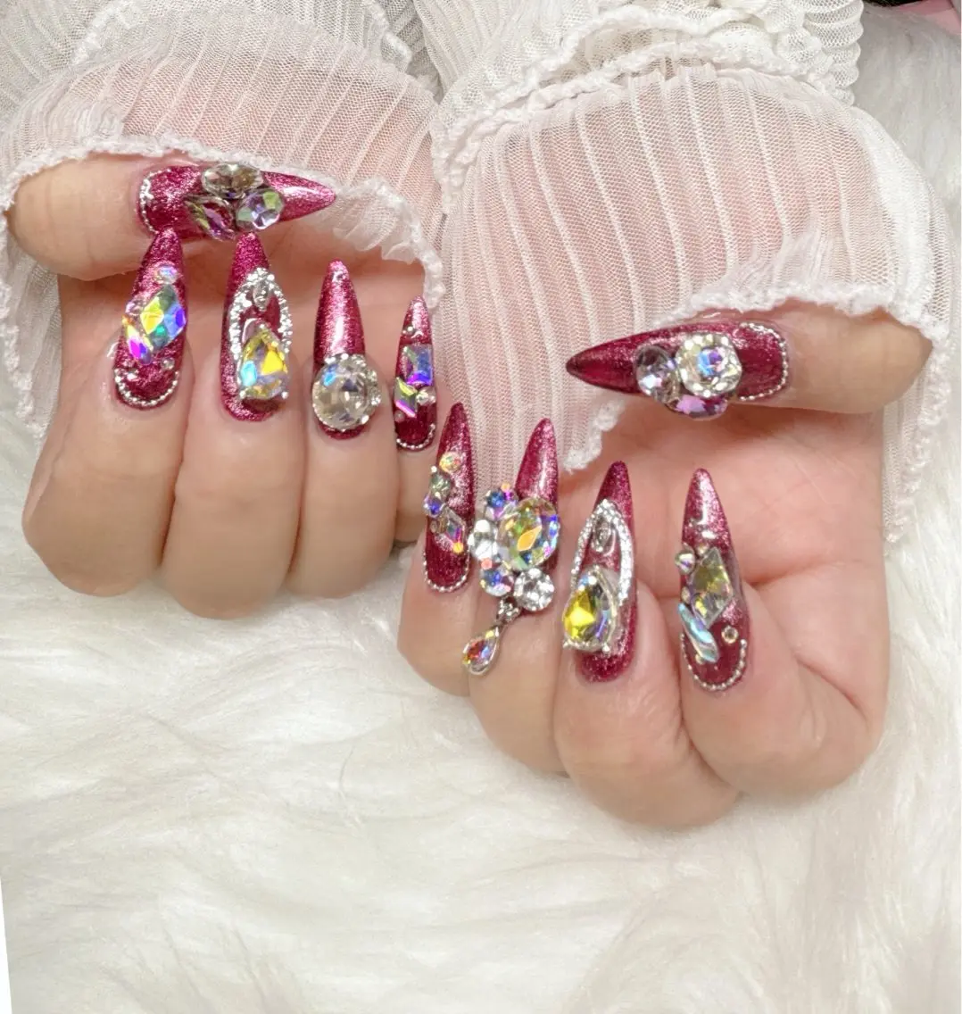 ネイル キラキラネイル パープル ハンドネイル Nail Salon macherieのネイルデザイン