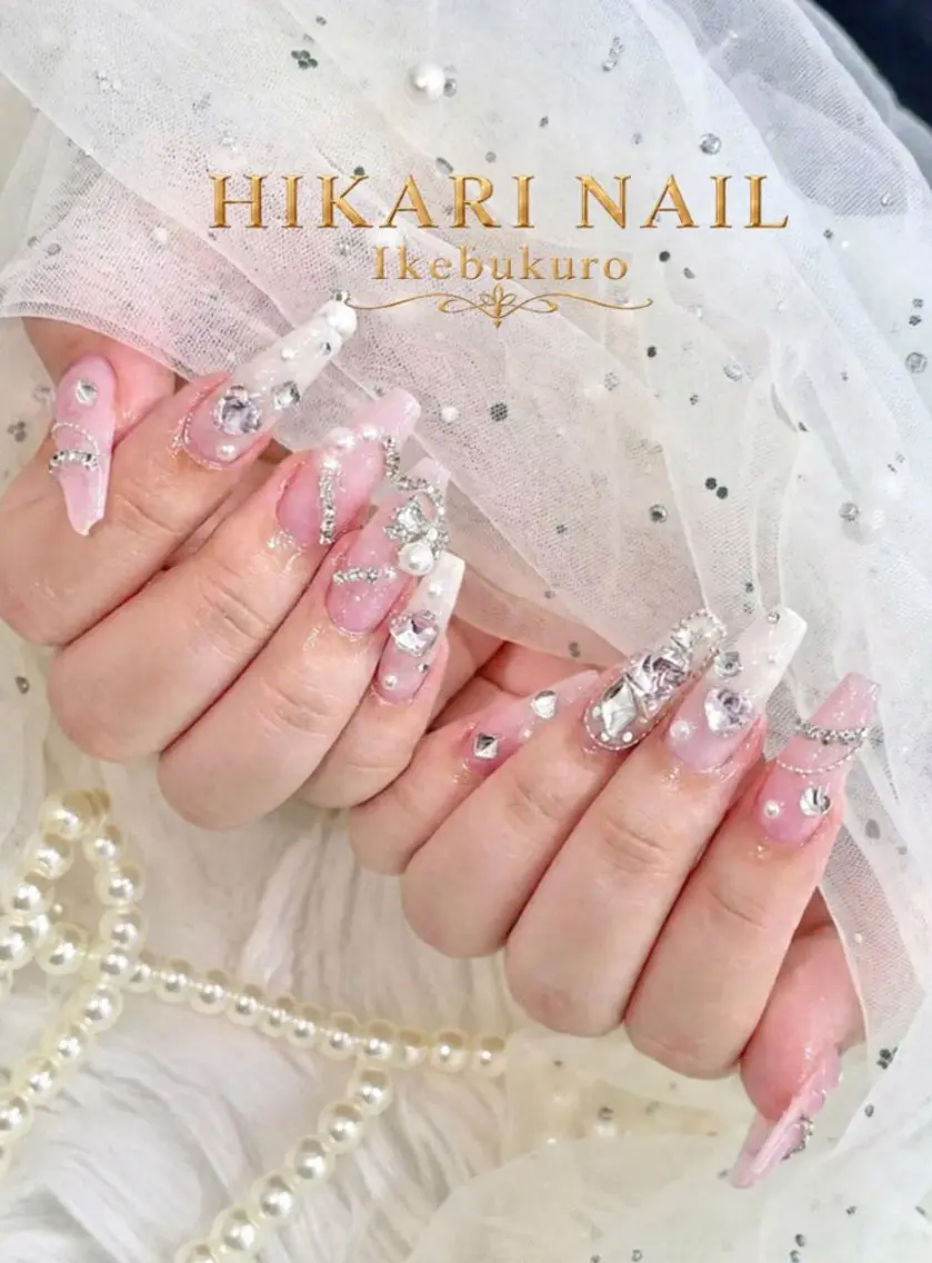 ネイル チークネイル 長さ出し フレンチネイル ガーリー ハロウィン ハンドネイル HikariNail Ikebukuroのネイルデザイン