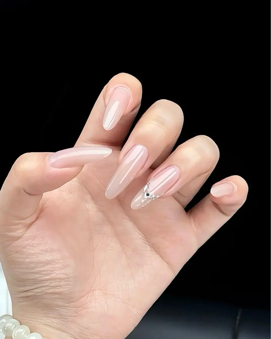 ネイル フラワーネイル フレンチネイル ジェルネイル ガラスフレンチ ハート ハンドネイル BabyYouMi nailのネイルデザイン