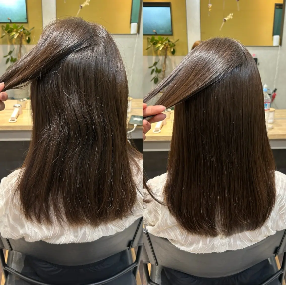 セミロング パーマ 髪質改善 ストレートパーマ カット 縮毛矯正 トリートメント hubhair レイヤー/透明感のヘアスタイル
