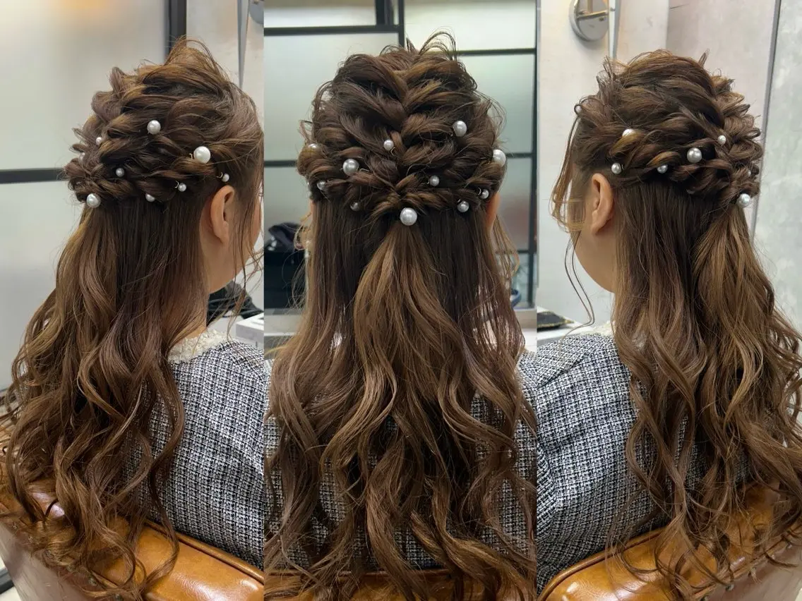 ロング ヘアアレンジ 結婚式・ブライダル 艶カラー吉祥寺🌸 KAZUEのヘアスタイル