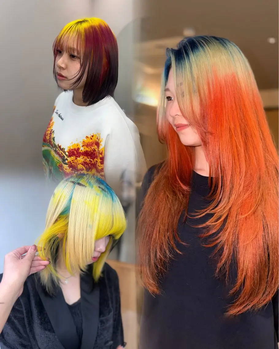 ミディアム カラー ヘアカラー 岡山ハイトーン・ ルーツカラー/こもものヘアスタイル