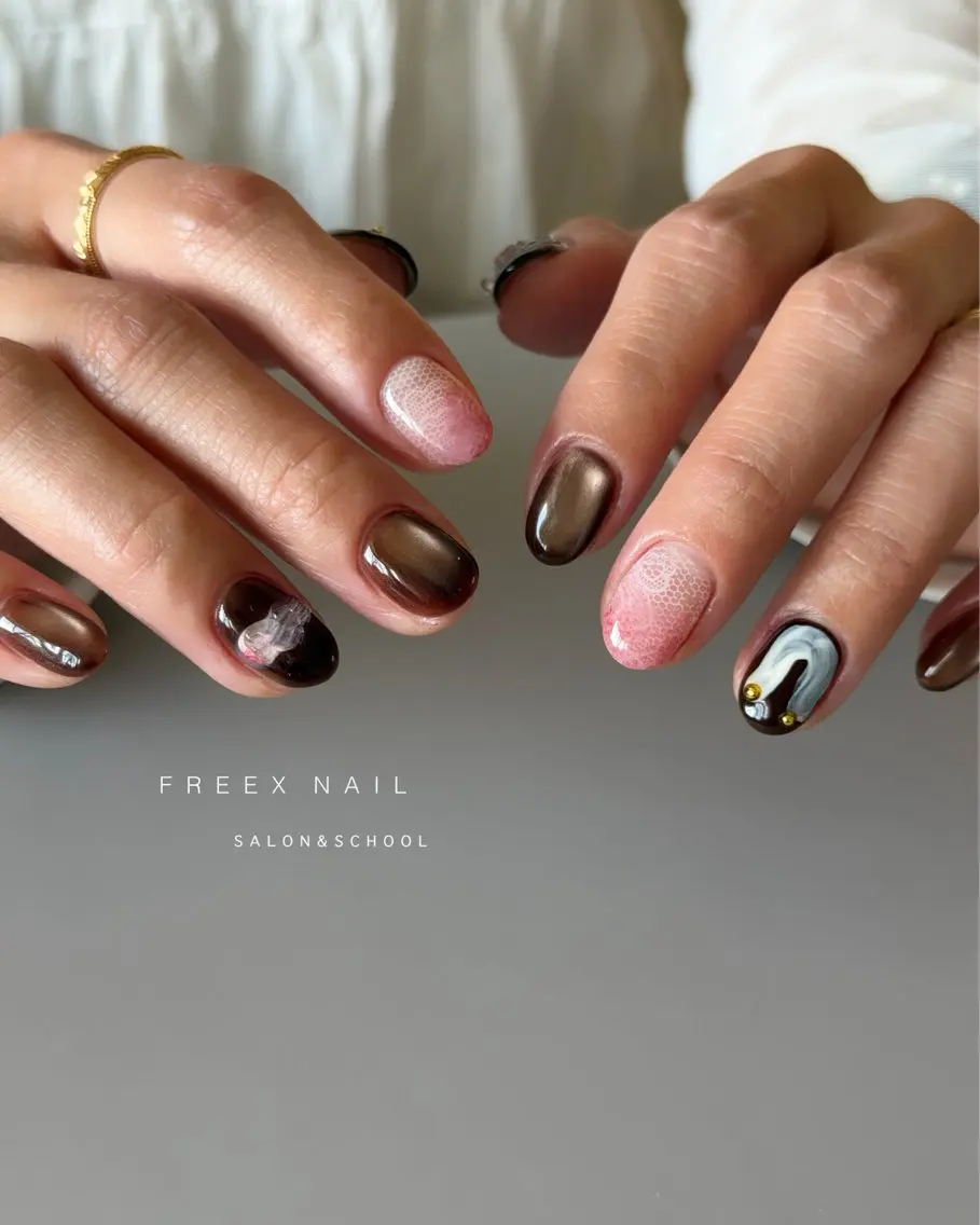 ネイル マグネットネイル ハンドネイル ハンドケア freex nail /ニュアンス/個性派のネイルデザイン
