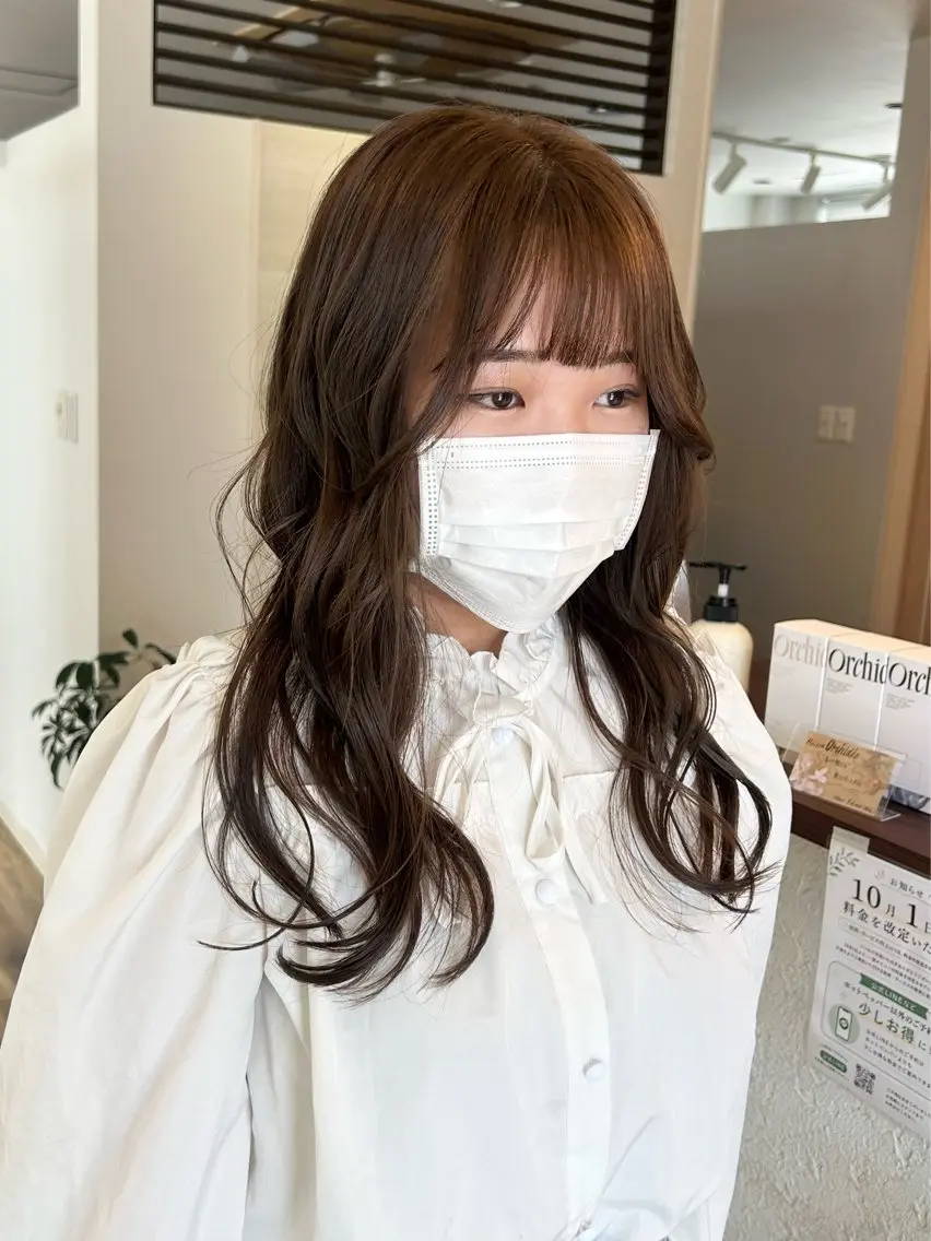 ロング カラー ベージュカラー ヘーゼル カット ヘアカラー Hanon 美桜のヘアスタイル