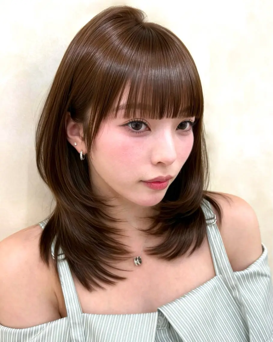 ミディアム ミディアムレイヤー レイヤーカット レイヤー/縮毛矯正 /新宿/佐藤巧己✨のヘアスタイル