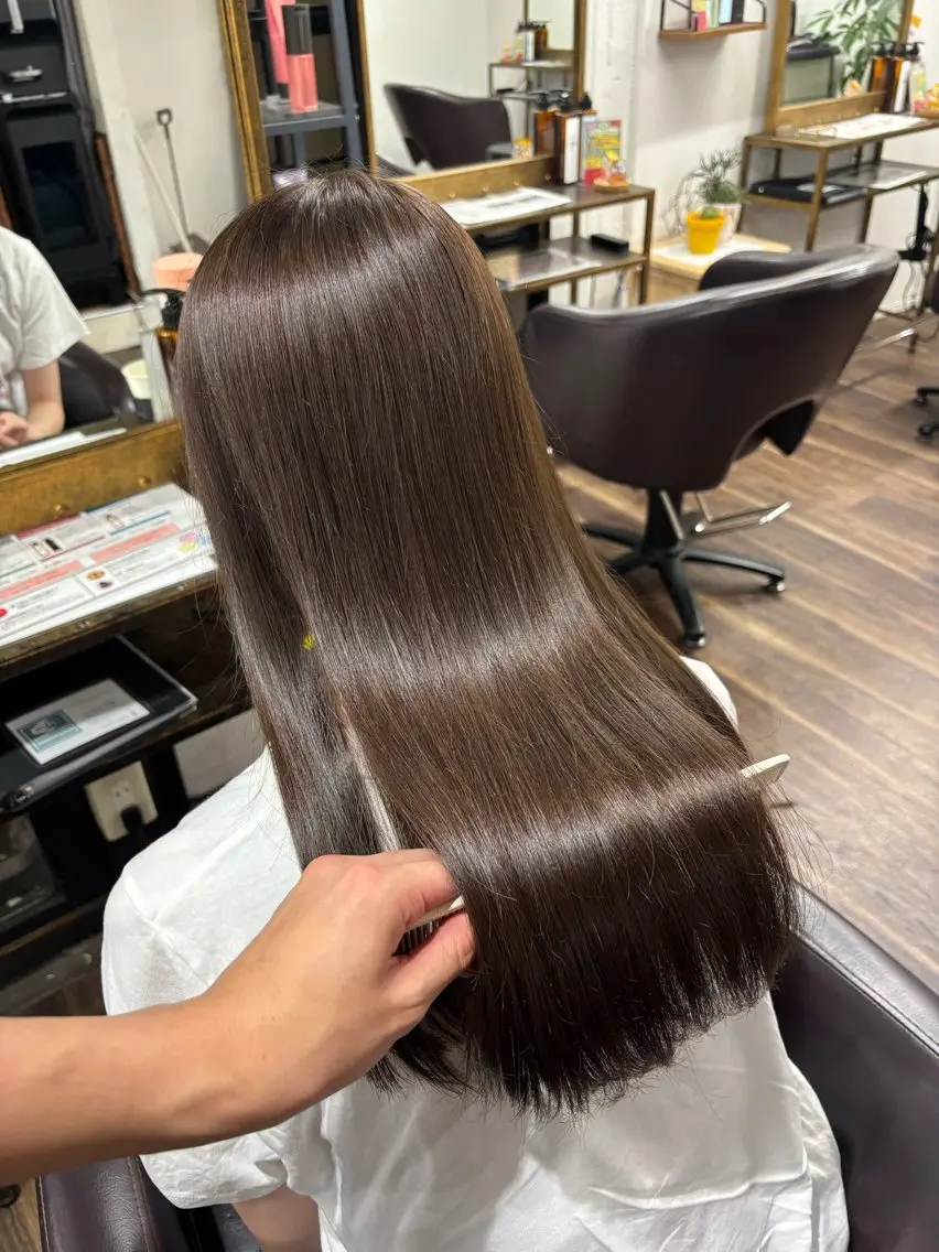 ロング カラー カット ヘアカラー 🧸赤み消し🐾 ラベンダ/ミルクティのヘアスタイル
