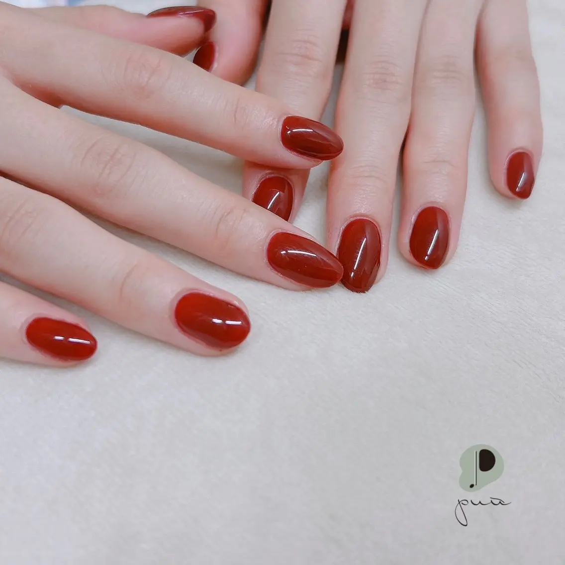 ネイル ボルドー ジェルネイル ワンカラーネイル ハンドネイル Nail salon puu kyotoのネイルデザイン