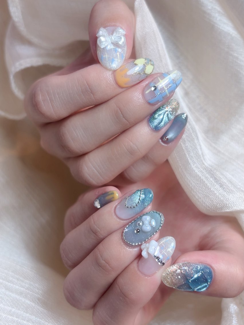 ネイル 長さ出し ジェルネイル キラキラネイル マグネットネイル 持ち込み ハンドネイル You nailのネイルデザイン