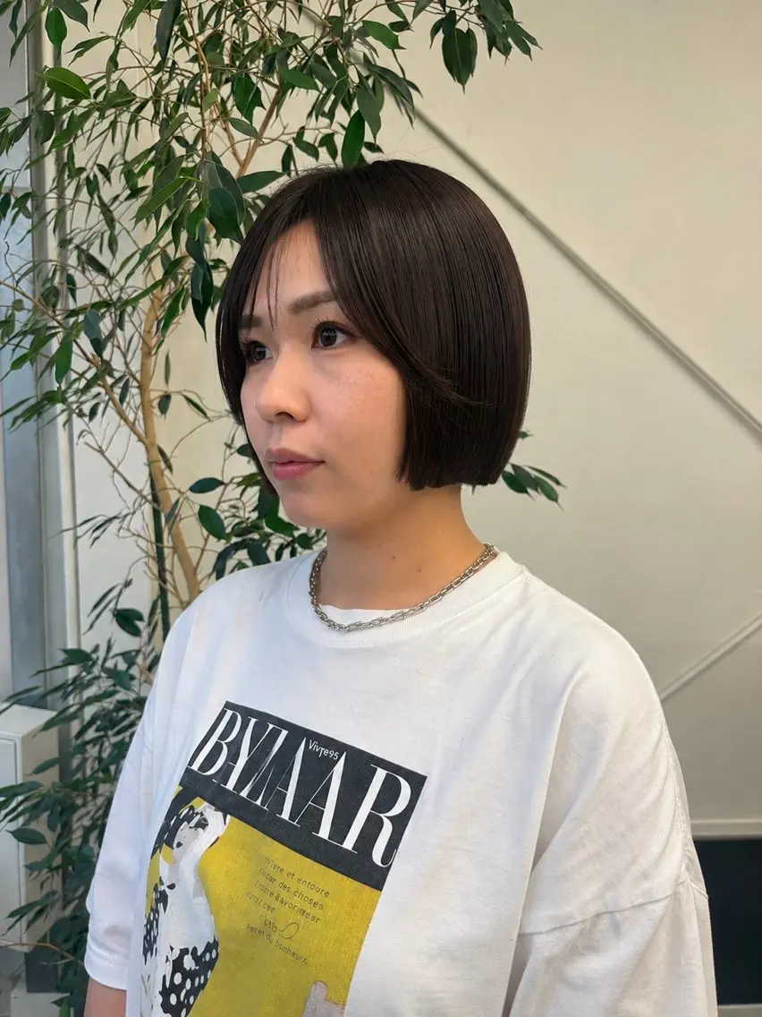 ショート カラー カット ヘアカラー トリートメント 角岡 真帆/ボブ/髪質改善のヘアスタイル