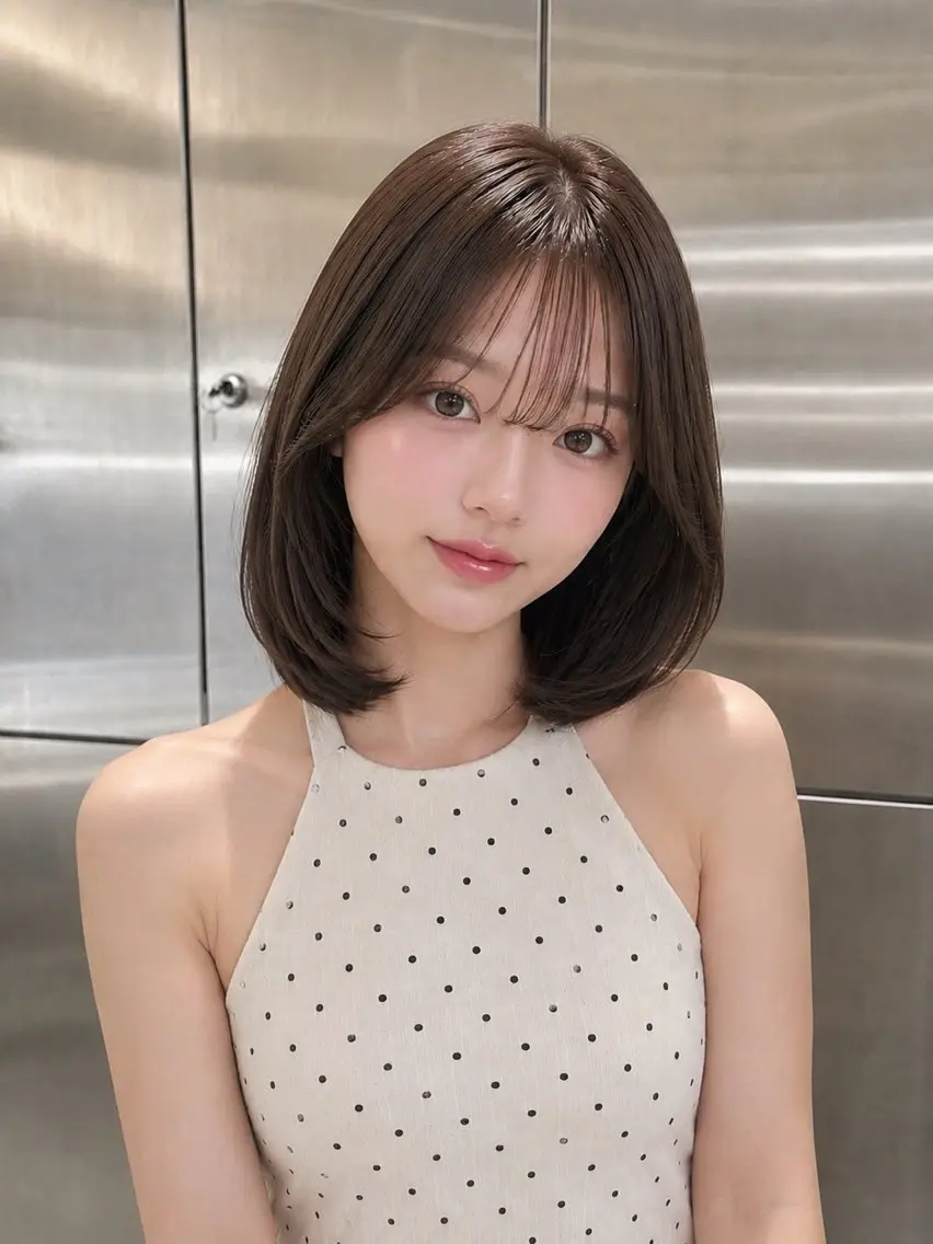ミディアム 中野 茉莉のヘアスタイル