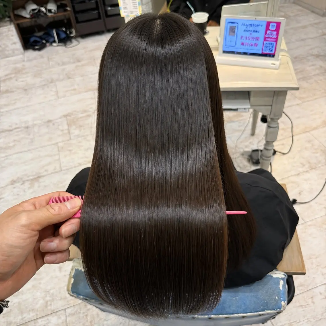 セミロング 縮毛矯正 縮毛矯正 トリートメント 店長✨レイヤー✖️ 髪質改善✖️韓国ヘアのヘアスタイル
