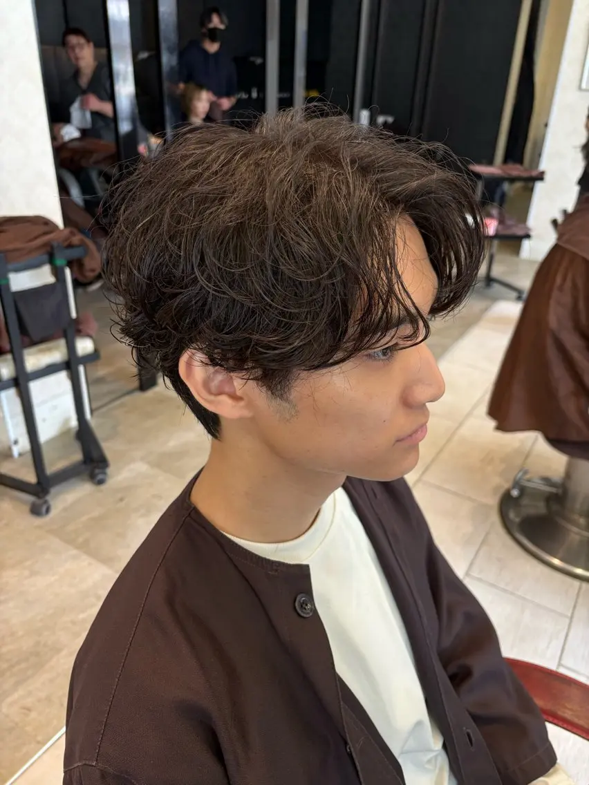 ショート パーマ メンズ マッシュ メンズパーマ カット パーマ 🍁メンズ特化美容師 /関根玲空🍁のヘアスタイル