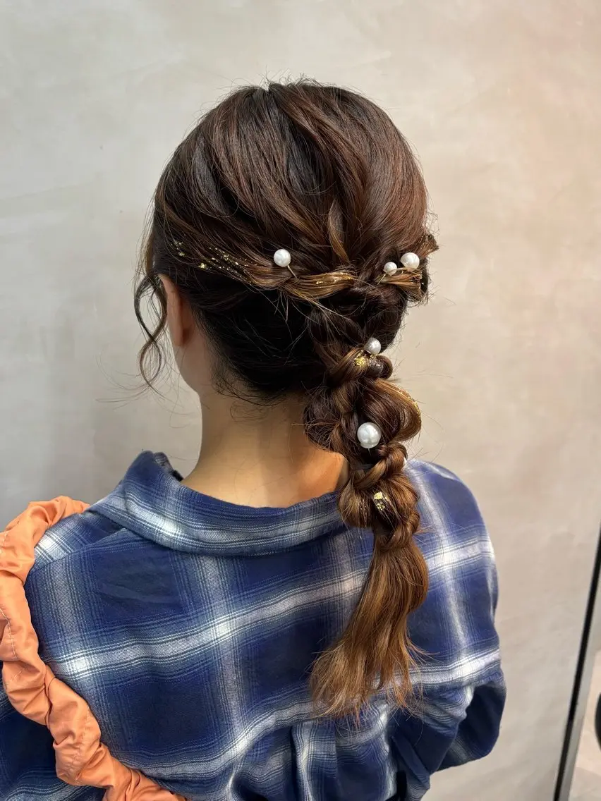 ヘアアレンジ ヘアセット 上品♡ブラウン💎 アレンジ🩰Rimiのヘアスタイル