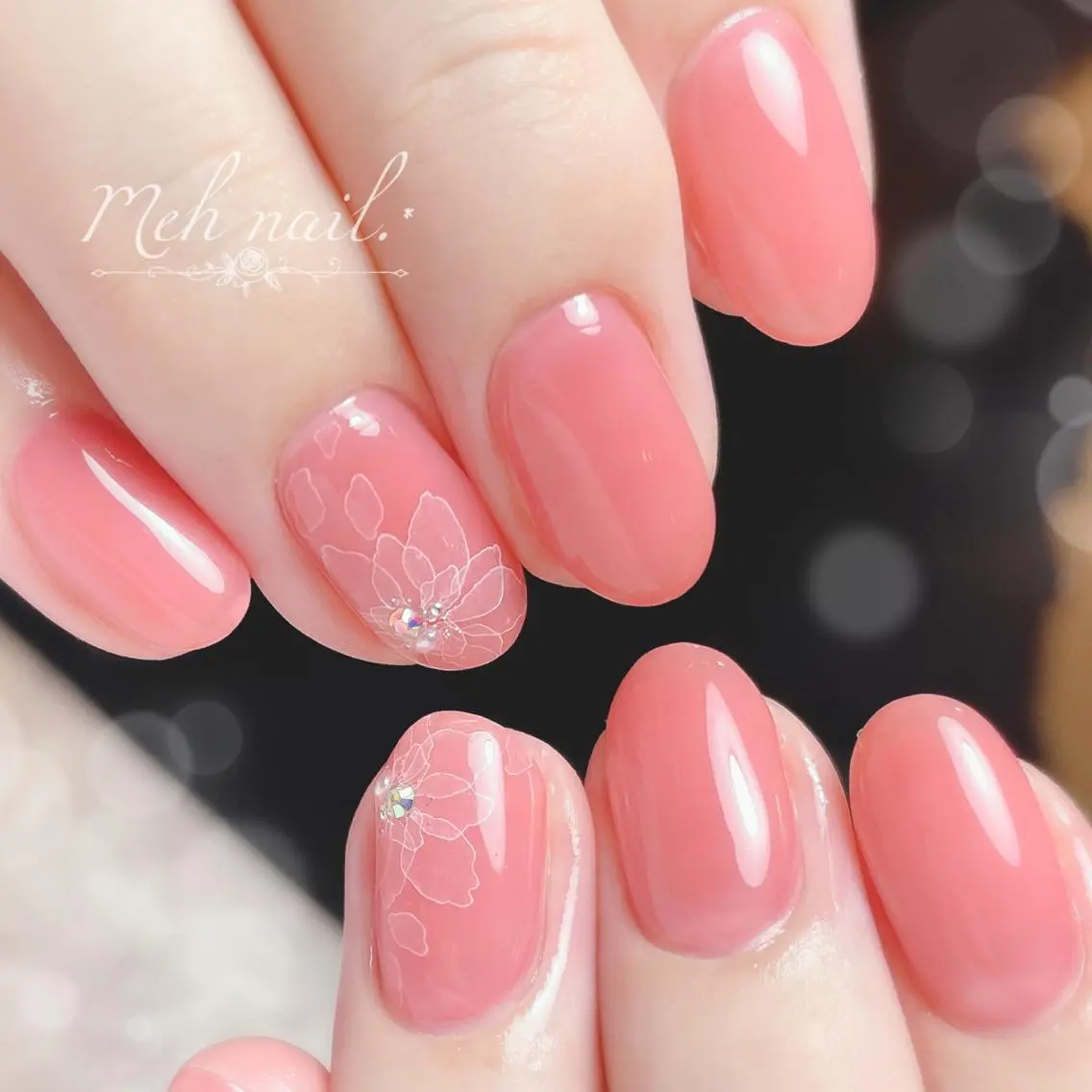 ネイル アートネイル フラワーネイル オフィスネイル Healing nail 杢のネイルデザイン