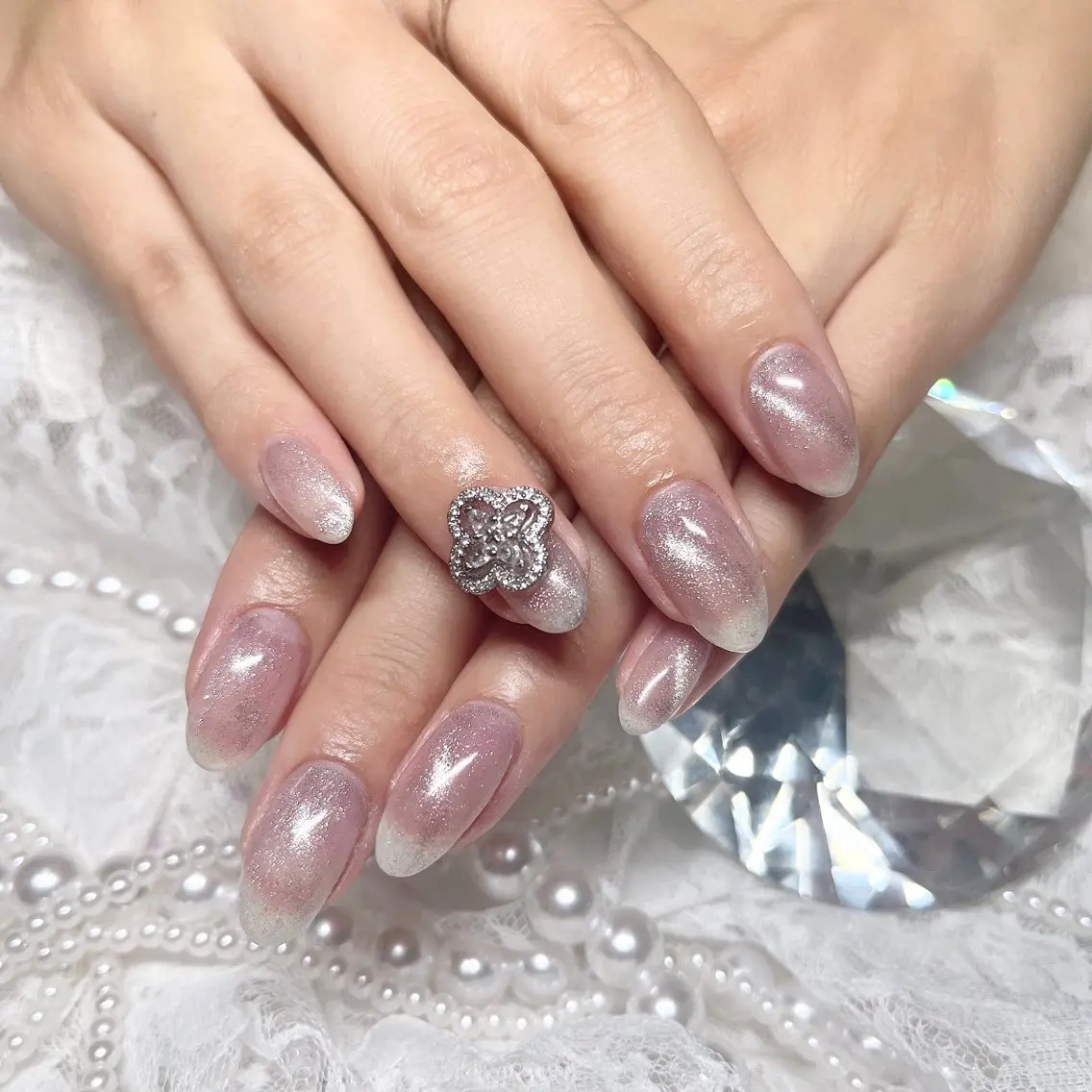 ネイル マグネットネイル シルバー ハンドネイル Nail Salon Elpisのネイルデザイン