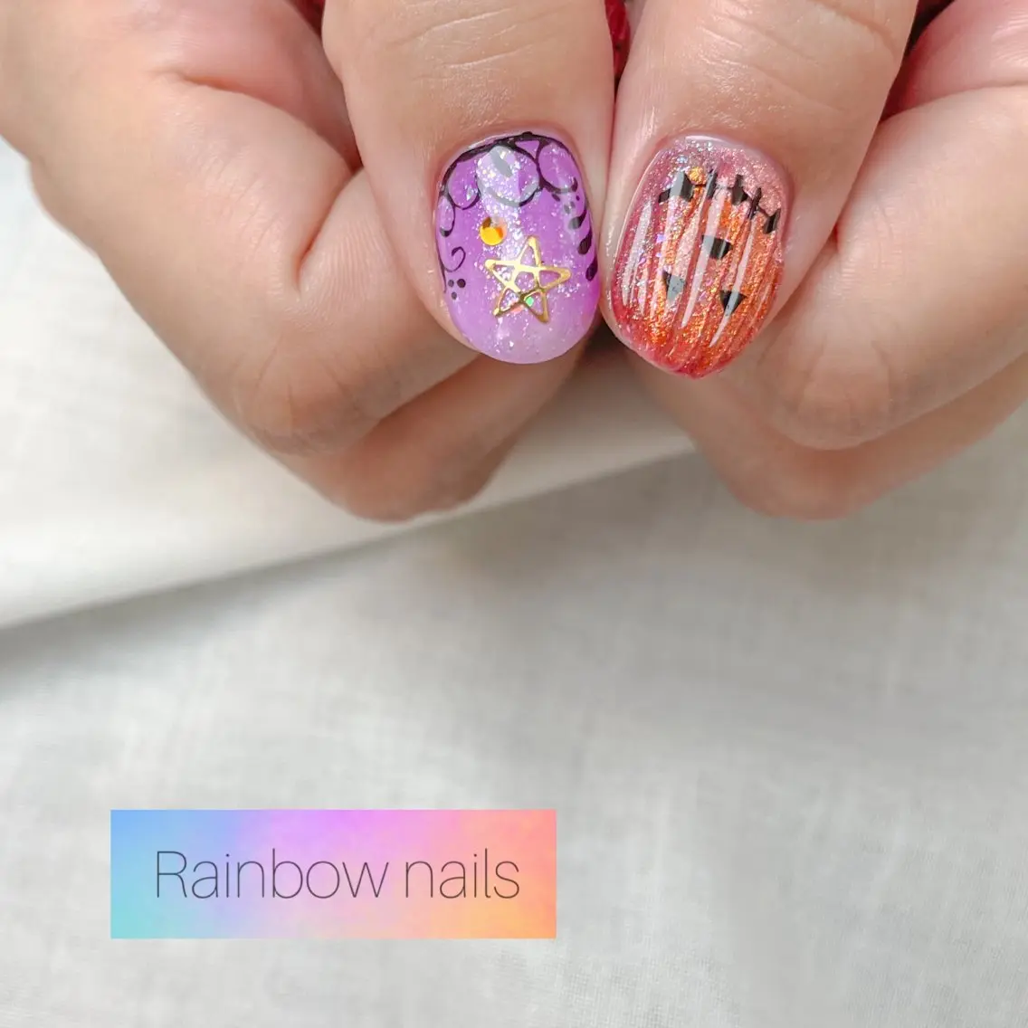 ネイル Rainbow nailsくろちゃんのネイルデザイン