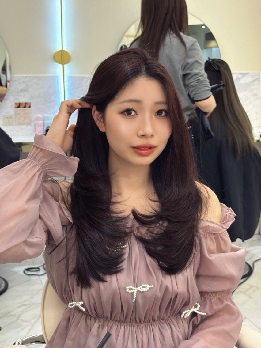 ロング ヘアカラー トリートメント hiyori🎀 韓国レイヤーのヘアスタイル