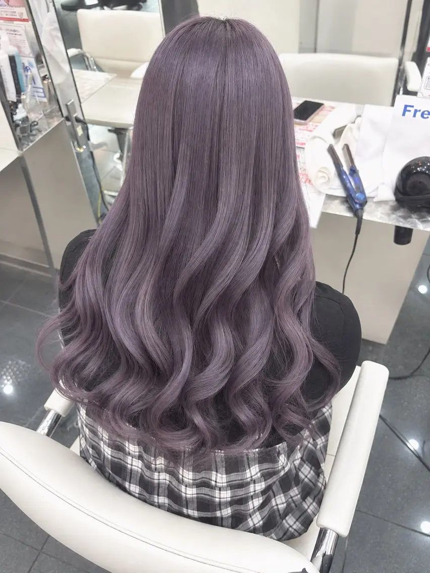 ロング カラー ラベンダーカラー ヘアカラー ガーリー×韓国🎀 ⟡.·天野結良⟡.·のマツエク・マツパデザイン