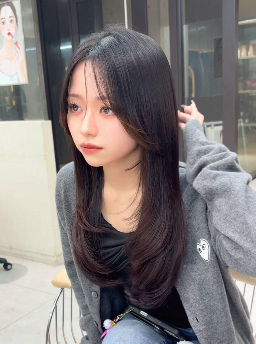 ロング カット 縮毛矯正 トリートメント 福岡縮毛矯正✨️ ストレート 向井和輝のヘアスタイル