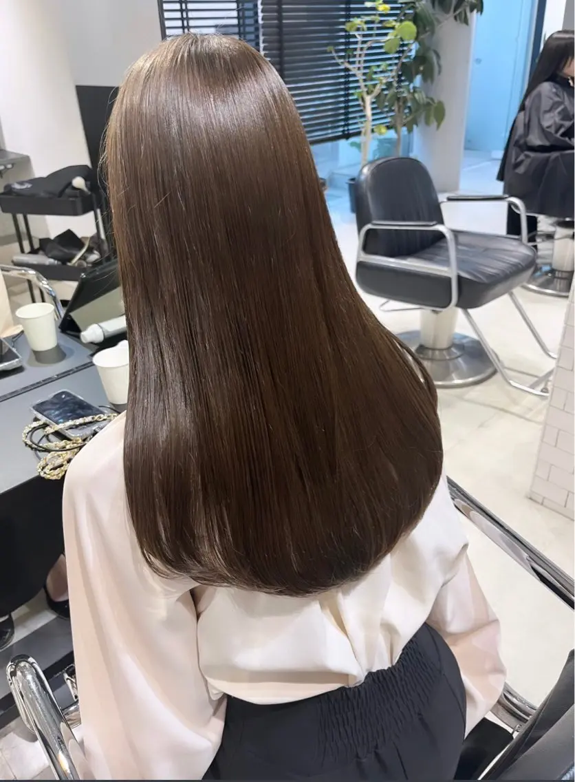 セミロング カラー パーマ ヘアアレンジ 透明感/オリーブ/ グレージュ/YUKAのヘアスタイル
